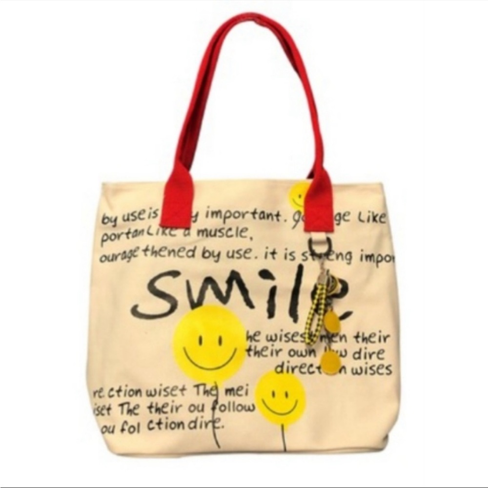 NWT  Eco-friendly Reusable Smile LARGE Tote with free Smile keychain